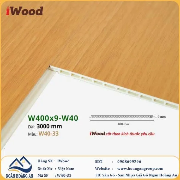 Tấm Nhựa Ốp Tường Ốp Trần Nano Giả Gỗ Iwood W40-33